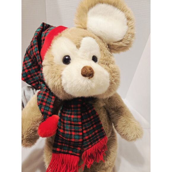 Vintage Commonwealth Nibblets Christmas Mouse Plush RL Style Plaid Hat Scarf - Picture 2 of 7